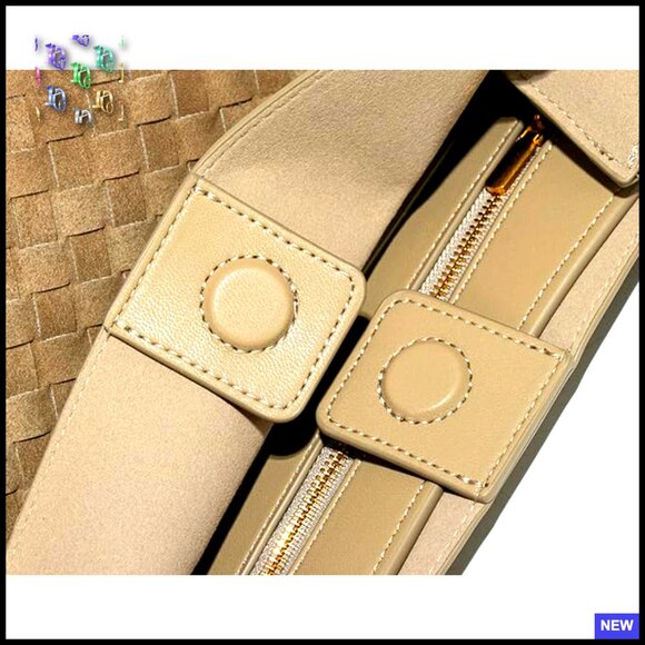 Suede Woven Tote Bag Retro Shoulder Satchel Crossbody Purse Top Handle - Picture 5 of 7